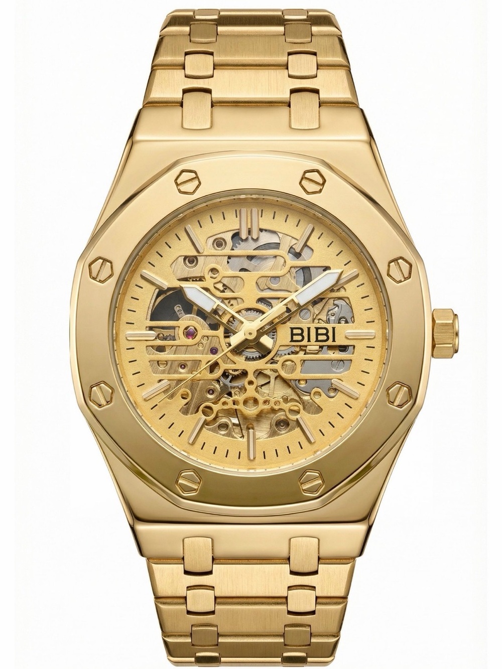 BiBi Gold Tone Skeleton Bracelet Watch
